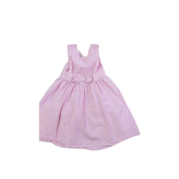 Crown & Ivy Kids 4T Pink & White Striped Cotton Dress With Bow & Button Back - Picture 4 of 8